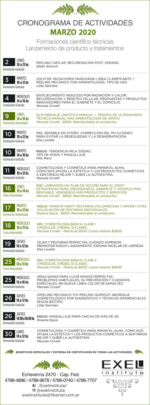 EXEL INSTIUTE: PROGRAMACION MARZO 2020